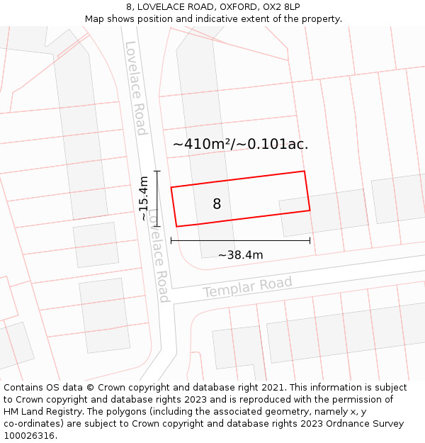 8, LOVELACE ROAD, OXFORD, OX2 8LP: Plot and title map