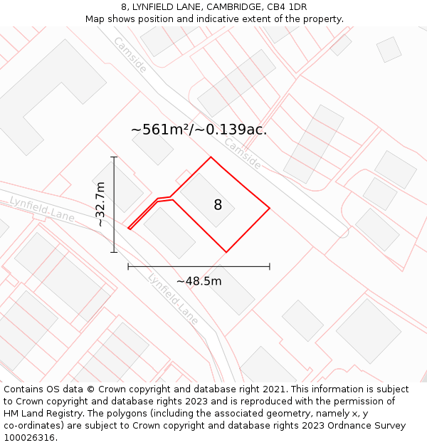 8, LYNFIELD LANE, CAMBRIDGE, CB4 1DR: Plot and title map