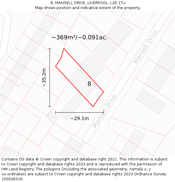 8, MANSELL DRIVE, LIVERPOOL, L26 1TU: Plot and title map