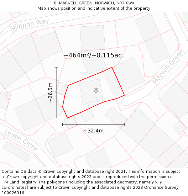 8, MARVELL GREEN, NORWICH, NR7 0WX: Plot and title map