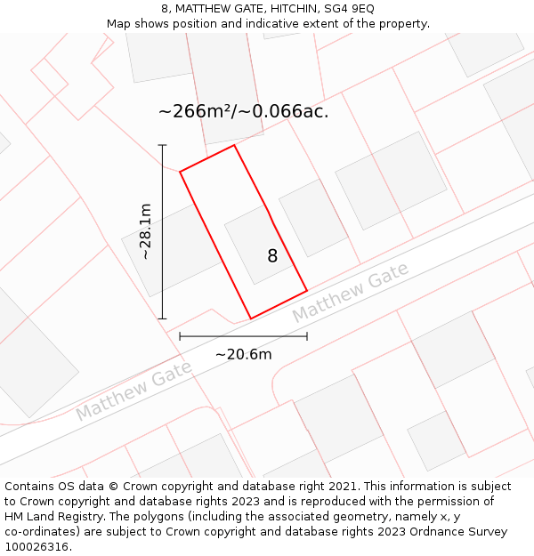 8, MATTHEW GATE, HITCHIN, SG4 9EQ: Plot and title map