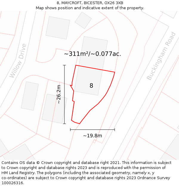 8, MAYCROFT, BICESTER, OX26 3XB: Plot and title map