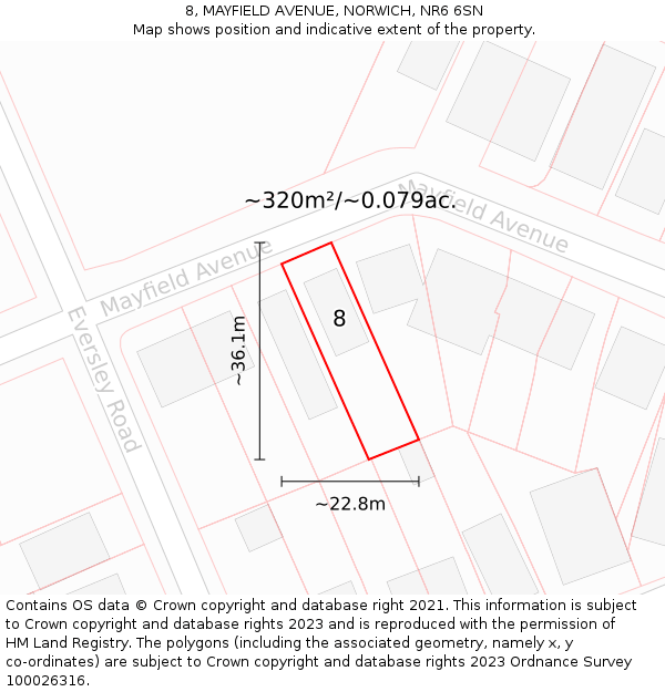 8, MAYFIELD AVENUE, NORWICH, NR6 6SN: Plot and title map