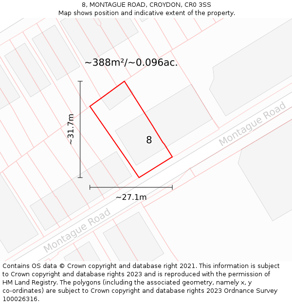 8, MONTAGUE ROAD, CROYDON, CR0 3SS: Plot and title map
