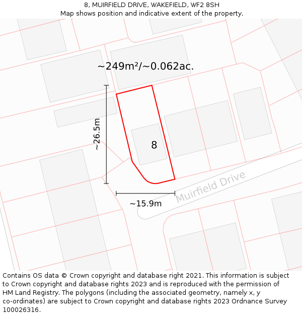 8, MUIRFIELD DRIVE, WAKEFIELD, WF2 8SH: Plot and title map