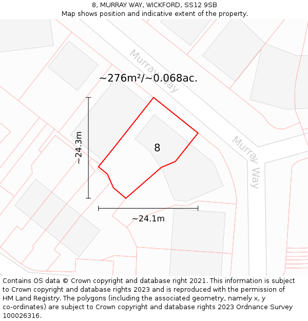 8, MURRAY WAY, WICKFORD, SS12 9SB: Plot and title map