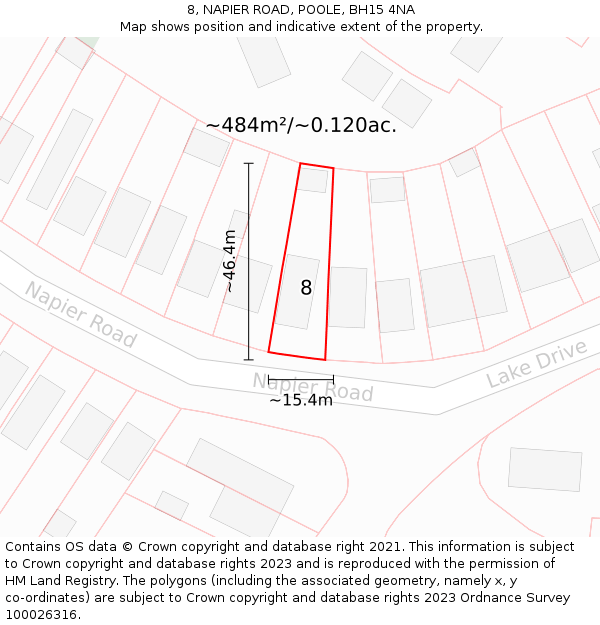 8, NAPIER ROAD, POOLE, BH15 4NA: Plot and title map