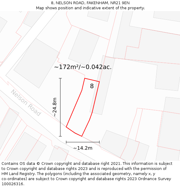 8, NELSON ROAD, FAKENHAM, NR21 9EN: Plot and title map