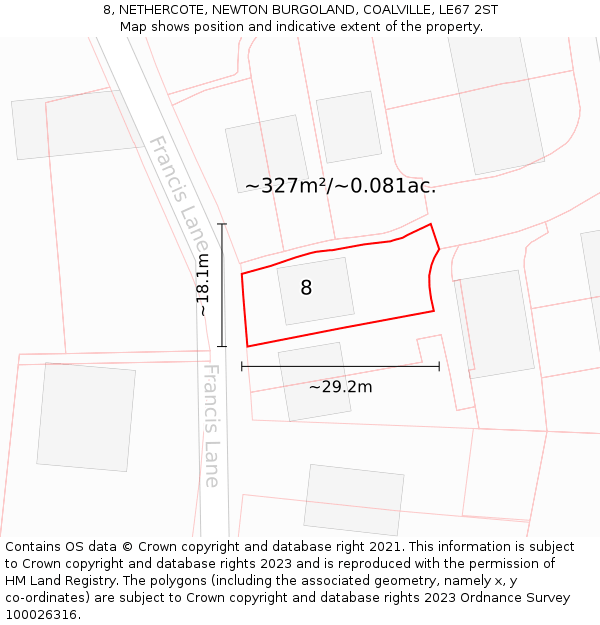 8, NETHERCOTE, NEWTON BURGOLAND, COALVILLE, LE67 2ST: Plot and title map