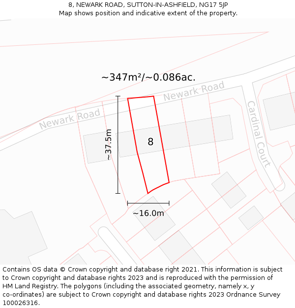 8, NEWARK ROAD, SUTTON-IN-ASHFIELD, NG17 5JP: Plot and title map