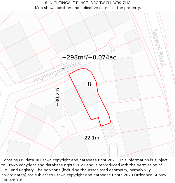 8, NIGHTINGALE PLACE, DROITWICH, WR9 7HG: Plot and title map