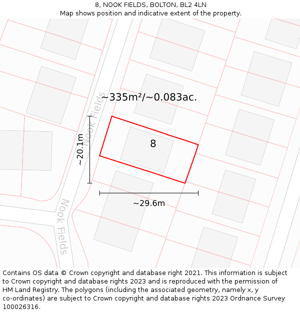 8, NOOK FIELDS, BOLTON, BL2 4LN: Plot and title map