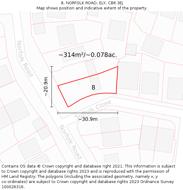 8, NORFOLK ROAD, ELY, CB6 3EJ: Plot and title map