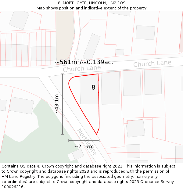 8, NORTHGATE, LINCOLN, LN2 1QS: Plot and title map