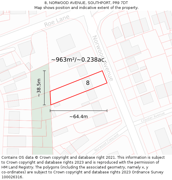 8, NORWOOD AVENUE, SOUTHPORT, PR9 7DT: Plot and title map