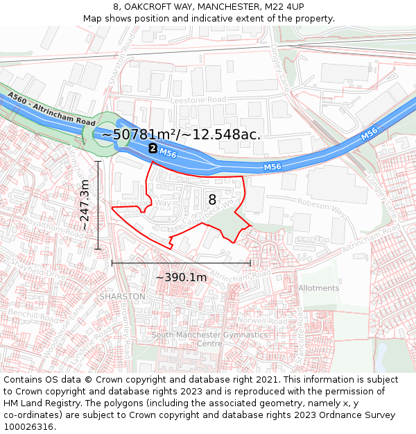 8, OAKCROFT WAY, MANCHESTER, M22 4UP: Plot and title map