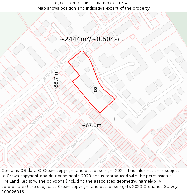 8, OCTOBER DRIVE, LIVERPOOL, L6 4ET: Plot and title map
