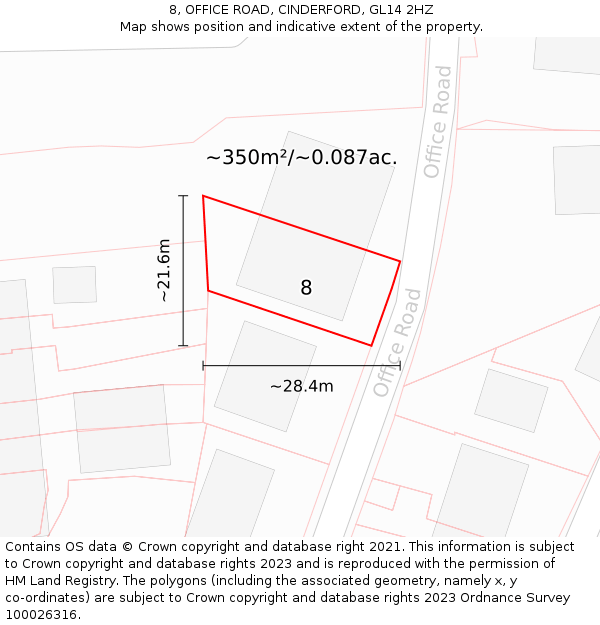 8, OFFICE ROAD, CINDERFORD, GL14 2HZ: Plot and title map