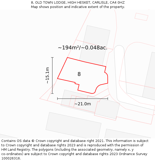 8, OLD TOWN LODGE, HIGH HESKET, CARLISLE, CA4 0HZ: Plot and title map