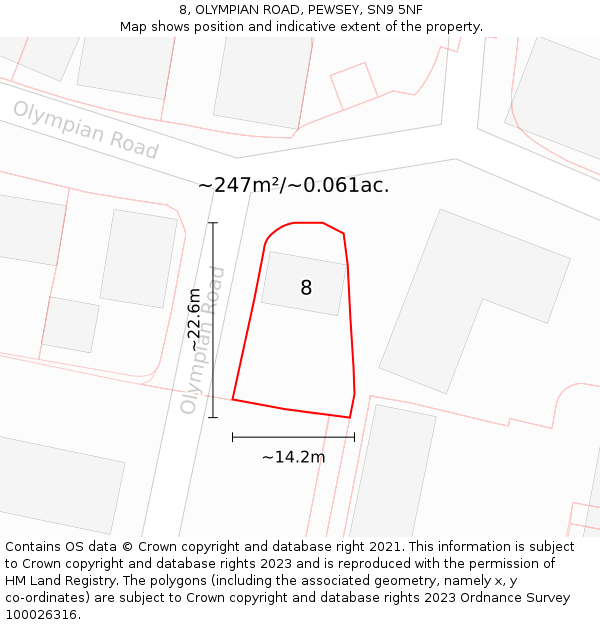 8, OLYMPIAN ROAD, PEWSEY, SN9 5NF: Plot and title map