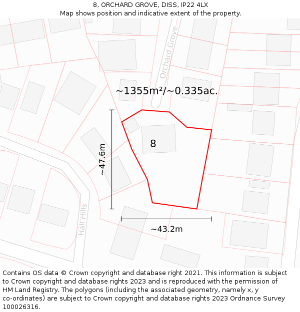 8, ORCHARD GROVE, DISS, IP22 4LX: Plot and title map