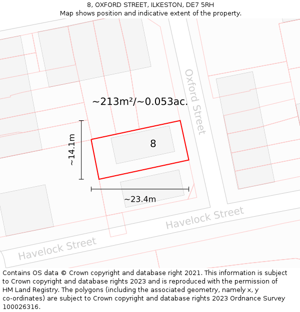 8, OXFORD STREET, ILKESTON, DE7 5RH: Plot and title map