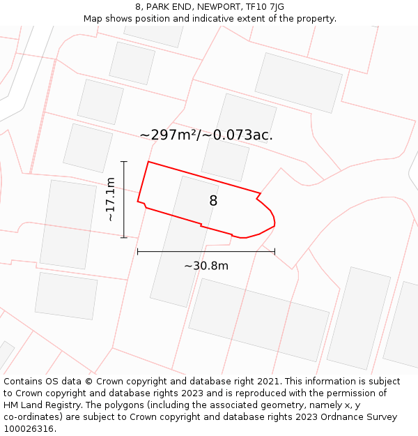 8, PARK END, NEWPORT, TF10 7JG: Plot and title map