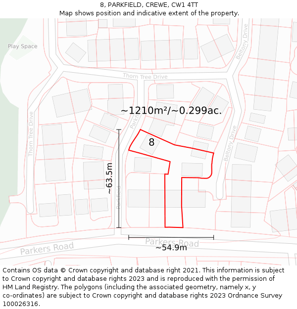 8, PARKFIELD, CREWE, CW1 4TT: Plot and title map