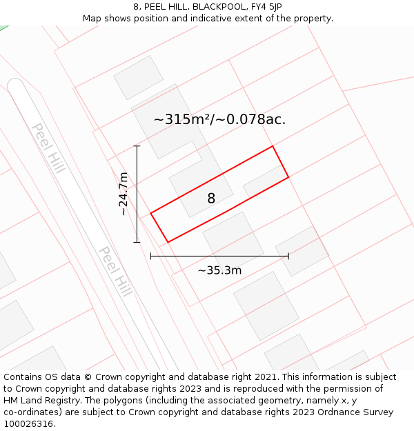 8, PEEL HILL, BLACKPOOL, FY4 5JP: Plot and title map