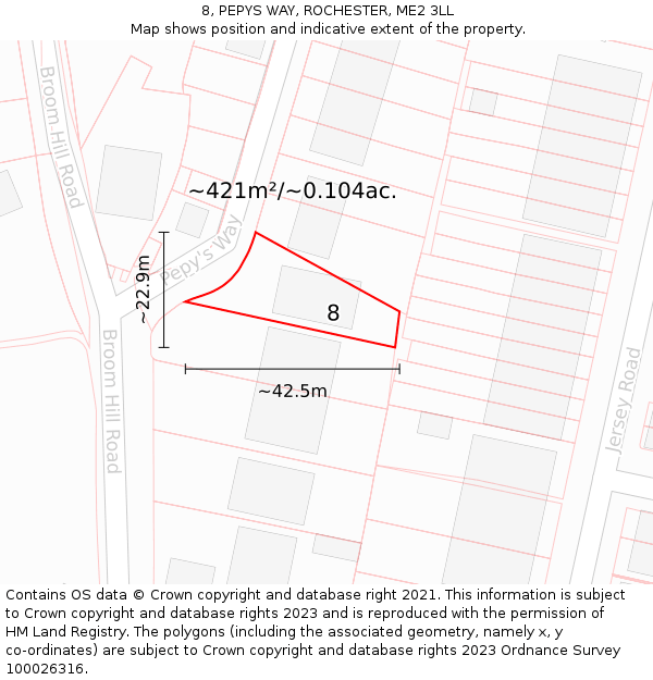 8, PEPYS WAY, ROCHESTER, ME2 3LL: Plot and title map