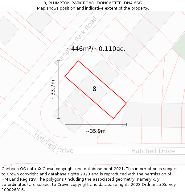 8, PLUMPTON PARK ROAD, DONCASTER, DN4 6SG: Plot and title map