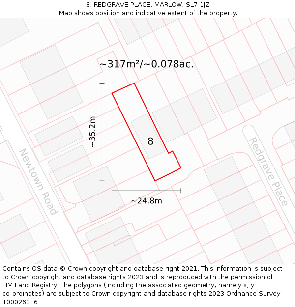 8, REDGRAVE PLACE, MARLOW, SL7 1JZ: Plot and title map