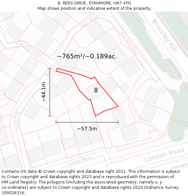 8, REES DRIVE, STANMORE, HA7 4YN: Plot and title map