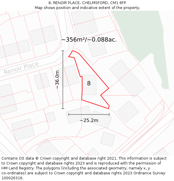 8, RENOIR PLACE, CHELMSFORD, CM1 6FP: Plot and title map