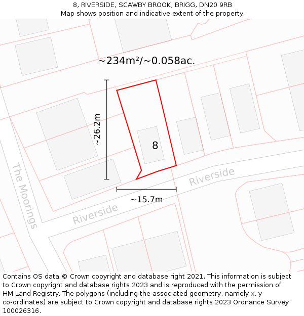 8, RIVERSIDE, SCAWBY BROOK, BRIGG, DN20 9RB: Plot and title map