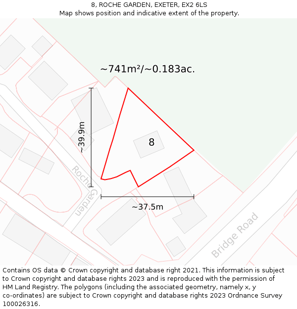 8, ROCHE GARDEN, EXETER, EX2 6LS: Plot and title map