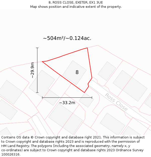 8, ROSS CLOSE, EXETER, EX1 3UE: Plot and title map