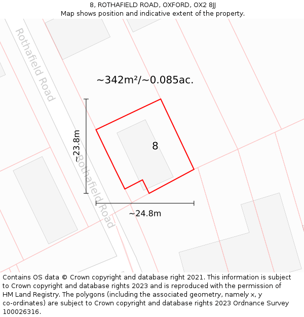 8, ROTHAFIELD ROAD, OXFORD, OX2 8JJ: Plot and title map