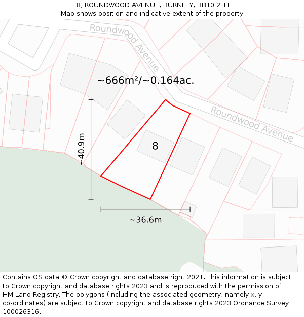 8, ROUNDWOOD AVENUE, BURNLEY, BB10 2LH: Plot and title map