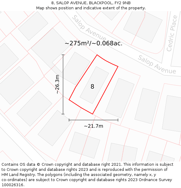 8, SALOP AVENUE, BLACKPOOL, FY2 9NB: Plot and title map