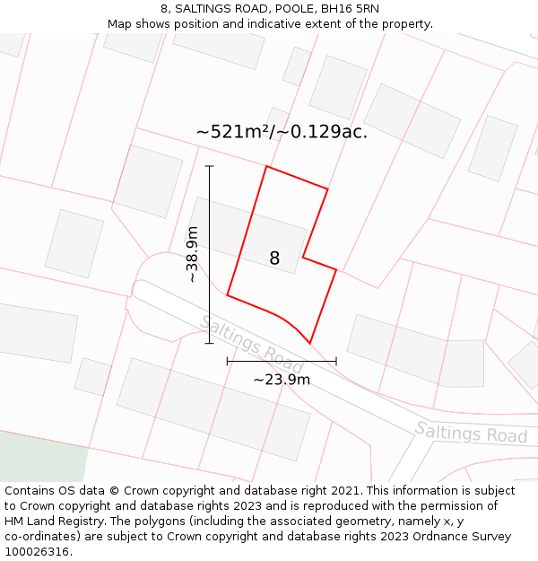 8, SALTINGS ROAD, POOLE, BH16 5RN: Plot and title map