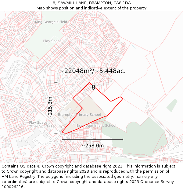 8, SAWMILL LANE, BRAMPTON, CA8 1DA: Plot and title map