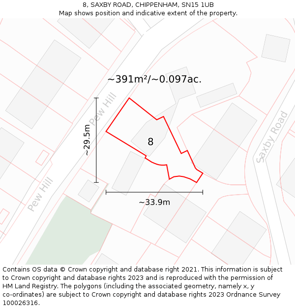 8, SAXBY ROAD, CHIPPENHAM, SN15 1UB: Plot and title map