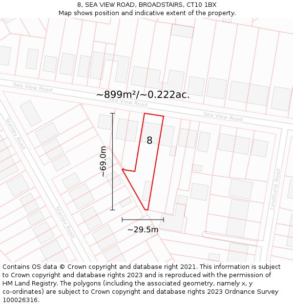 8, SEA VIEW ROAD, BROADSTAIRS, CT10 1BX: Plot and title map