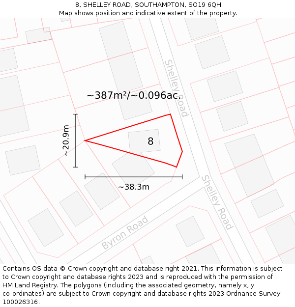 8, SHELLEY ROAD, SOUTHAMPTON, SO19 6QH: Plot and title map