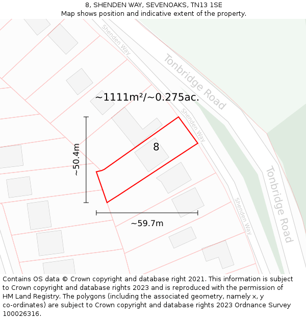 8, SHENDEN WAY, SEVENOAKS, TN13 1SE: Plot and title map