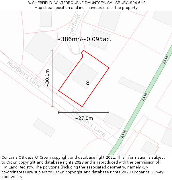 8, SHERFIELD, WINTERBOURNE DAUNTSEY, SALISBURY, SP4 6HF: Plot and title map