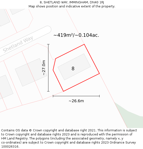 8, SHETLAND WAY, IMMINGHAM, DN40 1RJ: Plot and title map