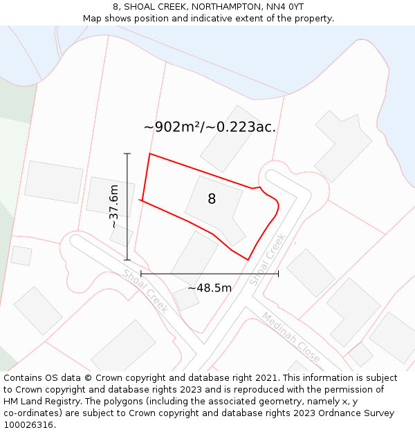 8, SHOAL CREEK, NORTHAMPTON, NN4 0YT: Plot and title map