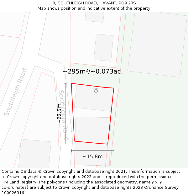 8, SOUTHLEIGH ROAD, HAVANT, PO9 2RS: Plot and title map